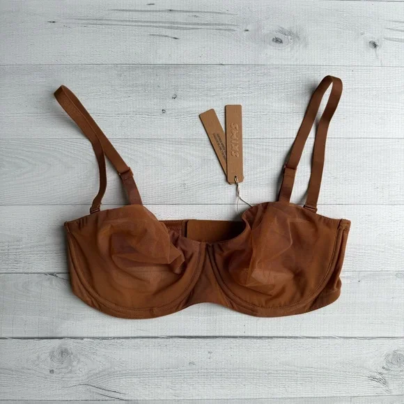 NWT SKIMS Ultra Fine Mesh Strapless Bra in Bronze 34D - Picture 1 of 10